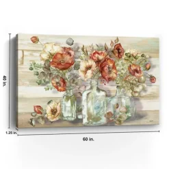 Canvas Art-Kirkland's Home Poppies And Eucalyptus Canvas Art Print, 60X40 In. Tan