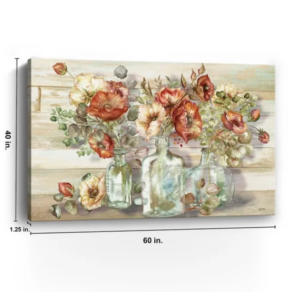 Canvas Art-Kirkland's Home Poppies And Eucalyptus Canvas Art Print, 60X40 In. Tan