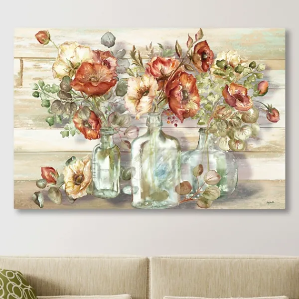 Canvas Art-Kirkland's Home Poppies And Eucalyptus Canvas Art Print, 48X32 In. Multi