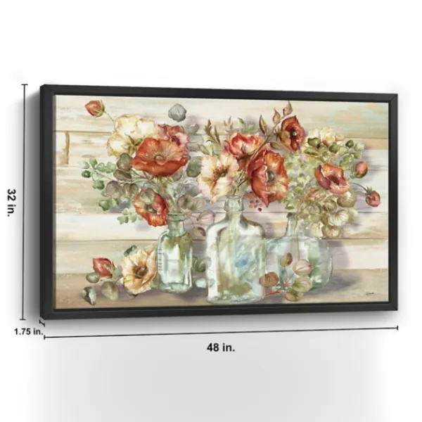 Canvas Art-Kirkland's Home Poppies And Eucalyptus Framed Giclee Canvas Print Multi