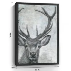 Canvas Art-Kirkland's Home Portrait Of A Deer Framed Giclee Canvas Art Print Black/White/Gray