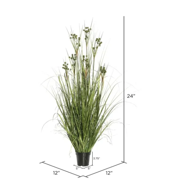 Arrangements & Greenery-Kirkland's Home Potted Grass With Pomp Balls Green