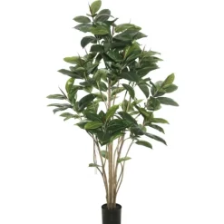 Trees & Topiaries-Kirkland's Home Potted Green Rubber Tree, 5 Ft.