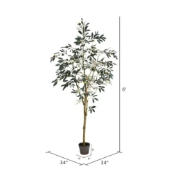 Trees & Topiaries-Kirkland's Home Potted Olive Branch Tree, 6 Ft.