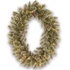 Wreaths-Kirkland's Home Pre-Lit Glittery Pine Oval Christmas Wreath Green