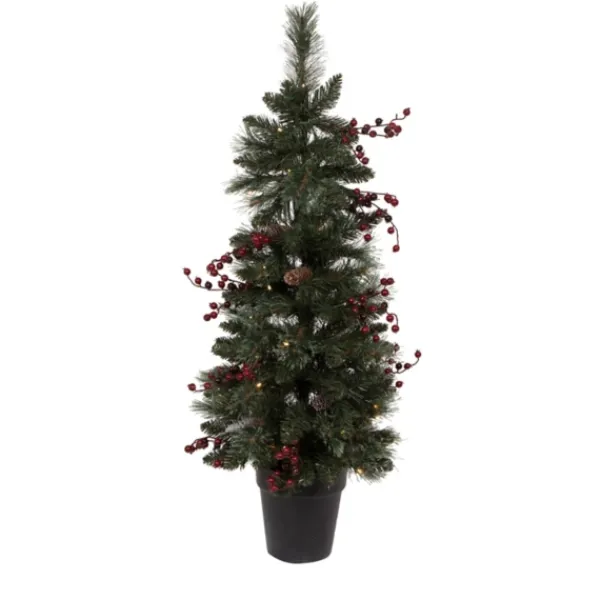 Arrangements & Greenery-Kirkland's Home Pre-Lit 4-Pc. Outdoor Christmas Greenery Set Green/Red