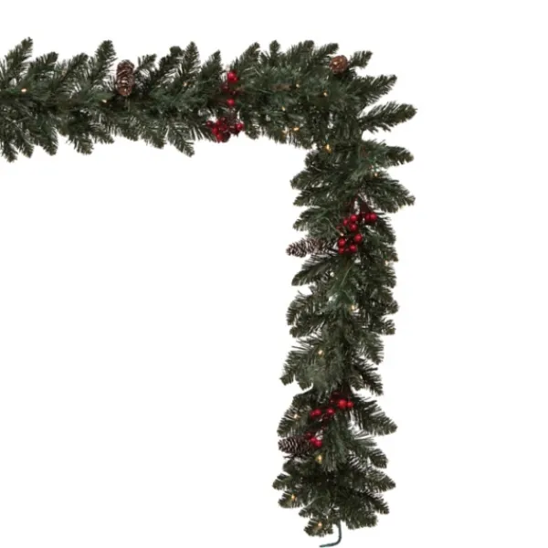 Arrangements & Greenery-Kirkland's Home Pre-Lit 4-Pc. Outdoor Christmas Greenery Set Green/Red