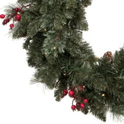 Arrangements & Greenery-Kirkland's Home Pre-Lit 4-Pc. Outdoor Christmas Greenery Set Green/Red
