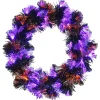 Wreaths-Kirkland's Home Pre-Lit Purple Fiber Optics Halloween Wreaths Purple/Orange/Black
