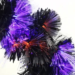 Wreaths-Kirkland's Home Pre-Lit Purple Fiber Optics Halloween Wreaths Purple/Orange/Black