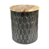 Accent & End Tables-Kirkland's Home Pressed Metal Drum Storage Accent Table Black