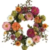 Wreaths-Kirkland's Home Pretty Peony Garden Mix Wreath Pink/Green/Orange/Purple