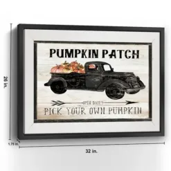 Wall Quotes & Signs-Kirkland's Home Pumpkin Patch Black Truck Giclee Canvas Art Print Tan/Gray/Black