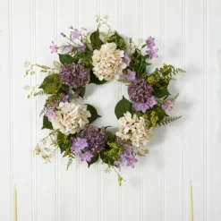Wreaths-Kirkland's Home Purple And White Hydrangea Wreath Purple/Green/White