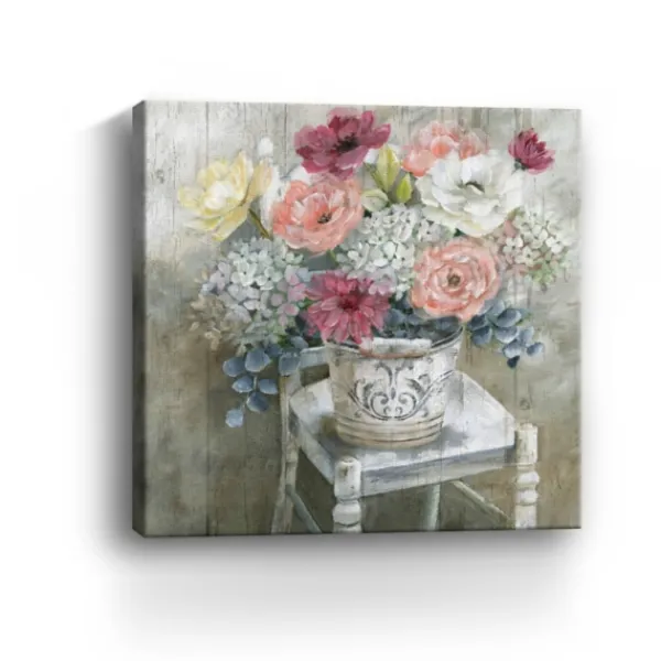 Canvas Art-Kirkland's Home Quaint Bouquet Giclee Canvas Art Print, 40X40 In. White/Pink/Multi