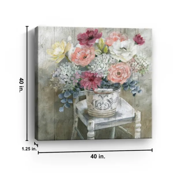 Canvas Art-Kirkland's Home Quaint Bouquet Giclee Canvas Art Print, 40X40 In. White/Pink/Multi