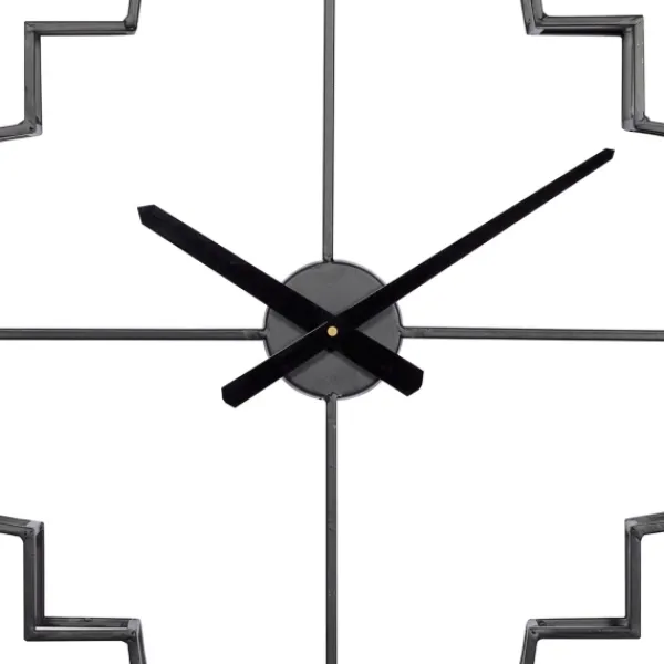 Clocks-Kirkland's Home Quatrefoil Iron Cut-Out Wall Clock Black