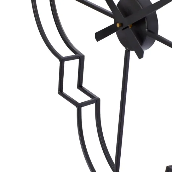 Clocks-Kirkland's Home Quatrefoil Iron Cut-Out Wall Clock Black