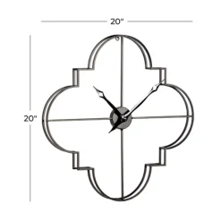 Clocks-Kirkland's Home Quatrefoil Iron Cut-Out Wall Clock Black