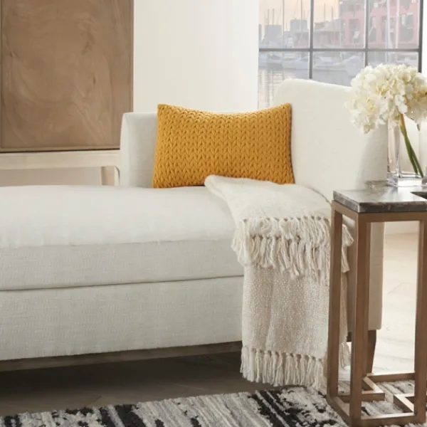 Pillows-Kirkland's Home Quilted Chevron Lumbar Pillow Yellow