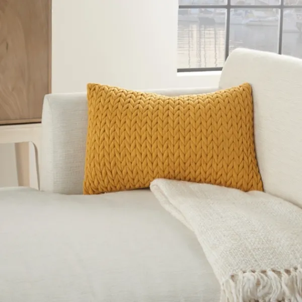 Pillows-Kirkland's Home Quilted Chevron Lumbar Pillow Yellow
