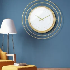 Clocks-Kirkland's Home Radial Wire Metal Wall Clock Gold