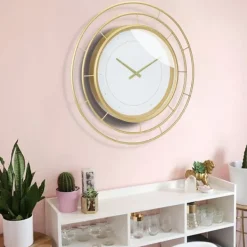 Clocks-Kirkland's Home Radial Wire Metal Wall Clock Gold