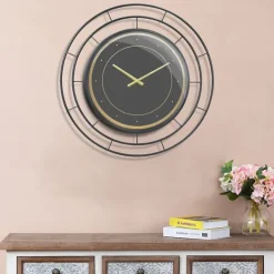 Clocks-Kirkland's Home Radial Wire Metal Wall Clock Black