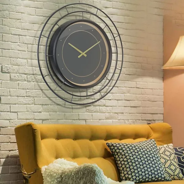 Clocks-Kirkland's Home Radial Wire Metal Wall Clock Black