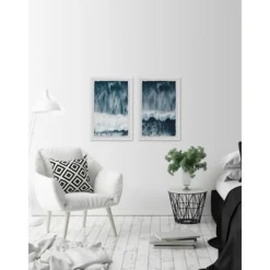 Framed Art-Kirkland's Home Raging Waves Diptych 2-Pc. Framed Wall Art Set Blue/White