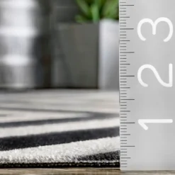 Outdoor Rugs-Kirkland's Home Rain Diamond Fringe Indoor/Outdoor Area Rug, 5X8 Black/White