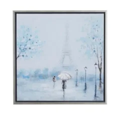 Framed Art-Kirkland's Home Rainy Paris Blues Transitional Framed Wall Art Blue/White/Black