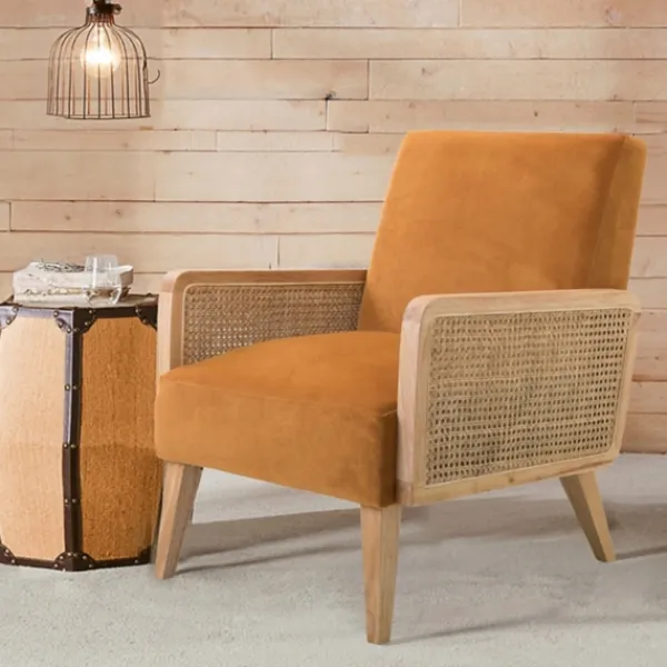 Accent Chairs-Kirkland's Home Rattan Accent Chair Yellow