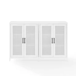 Tv Stands & Media Consoles-Kirkland's Home Rattan 4-Doors Wood Cabinet White