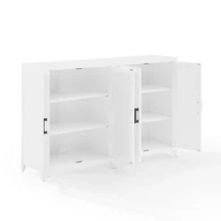 Tv Stands & Media Consoles-Kirkland's Home Rattan 4-Doors Wood Cabinet White