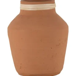 Vases-Kirkland's Home Rattan Rim Hand-Thrown Terracotta Vase Orange