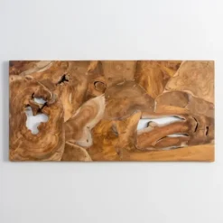 Wall Plaques-Kirkland's Home Raw Teak Root Panel Wall Plaque Brown