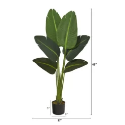 Trees & Topiaries-Kirkland's Home Real Touch Travelers Palm Plant, 45 In. Green/Black