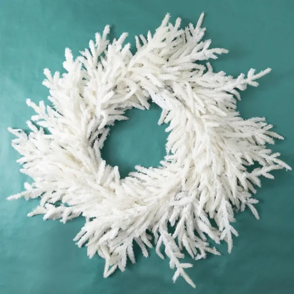 Wreaths-Kirkland's Home Real-Touch Flocked Norfolk Pine Wreath White