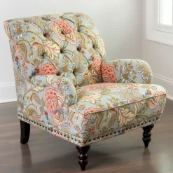 Accent Chairs-Kirkland's Home Rebecca Tufted Accent Chair Green