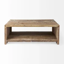 Coffee Tables-Kirkland's Home Reclaimed Natural Wood Distressed Coffee Table