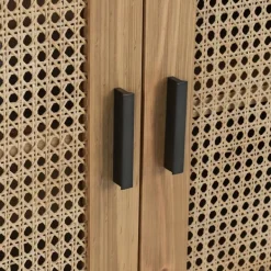 Cabinets & Sideboards-Kirkland's Home Reclaimed Pine And Woven Cane Cabinet