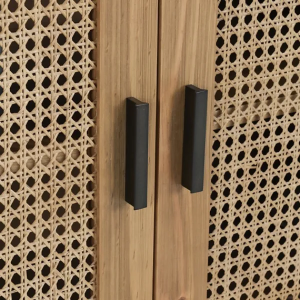 Cabinets & Sideboards-Kirkland's Home Reclaimed Pine And Woven Cane Cabinet