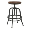 Bar Stools & Counter Height Stools-Kirkland's Home Reclaimed Pine Wood Adjustable Counter Stool Black/Brown