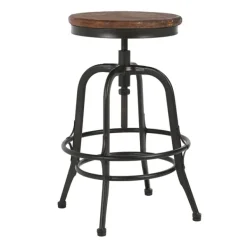 Bar Stools & Counter Height Stools-Kirkland's Home Reclaimed Pine Wood Adjustable Counter Stool Black/Brown