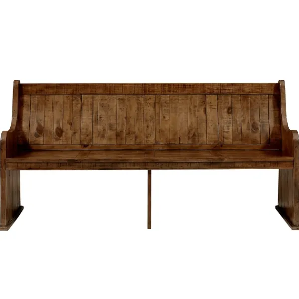 Dining Chairs-Kirkland's Home Reclaimed Pine Wood High Back Pew Dining Bench Brown