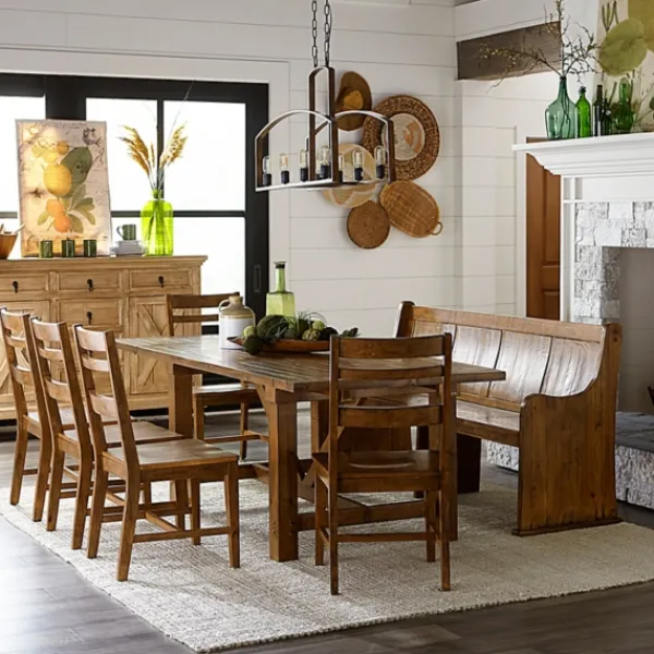 Dining Chairs-Kirkland's Home Reclaimed Pine Wood High Back Pew Dining Bench Brown