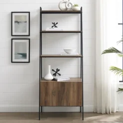Bookshelves-Kirkland's Home Reclaimed Wood Modern Ladder Bookcase With Cabinet