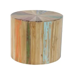 Accent & End Tables-Kirkland's Home Reclaimed Wood Round Accent Table Brown