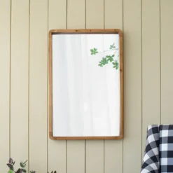 Decorative Mirrors-Kirkland's Home Rectangle Light Brown Wood Wall Mirror